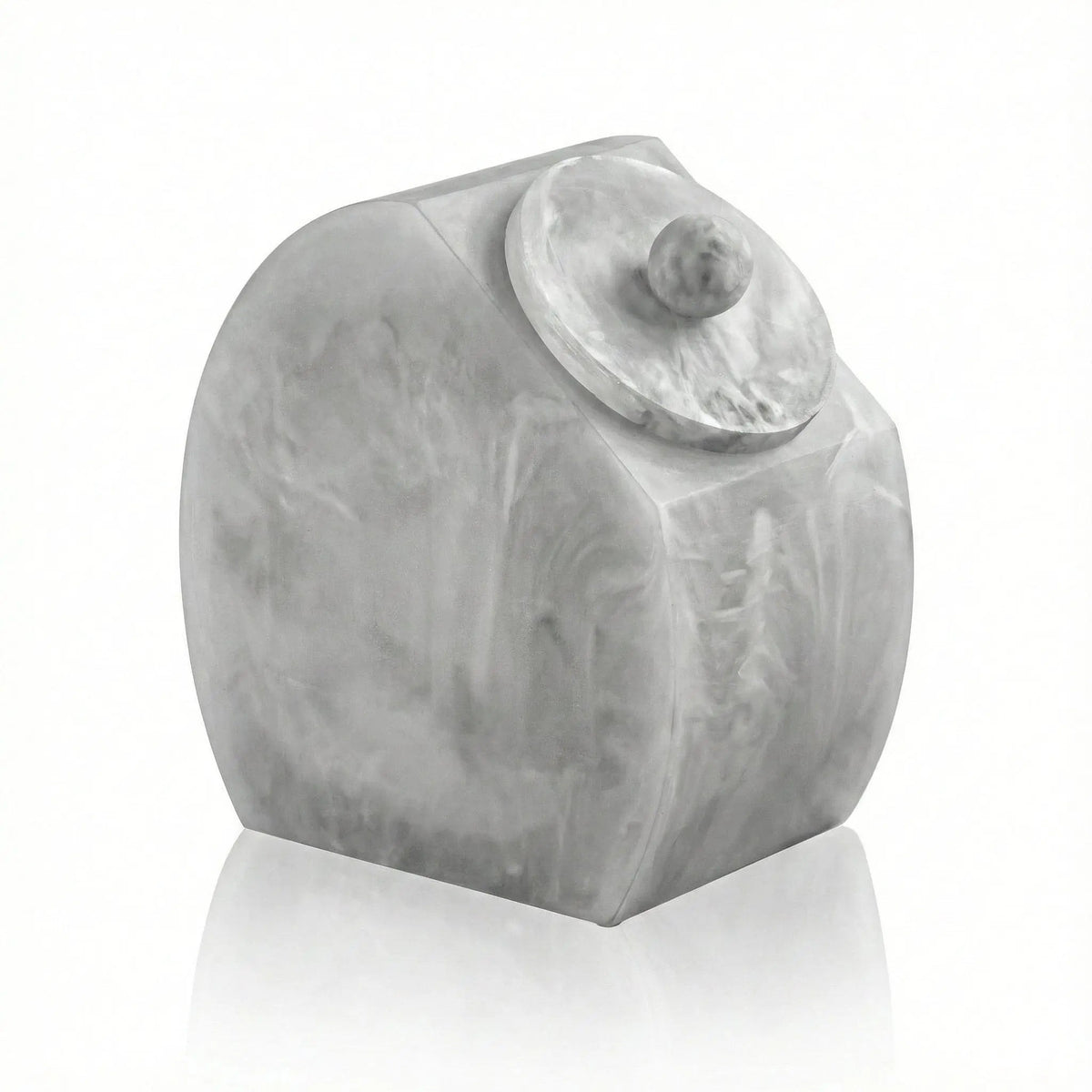 Translucent gray resin cake dome with finial lid from Waterdale Collection, ideal for serving and storage.