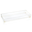 Clear acrylic Classic 2.0 Basic Tray with gold corner accents, rectangular design for bread or towel storage.