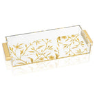 Floral Bird Bread Tray with gold leaf design and white porcelain base, featuring dual handles for serving.