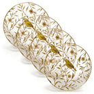 Floral Bird Charger plate in gold and cream with delicate botanical bird design, Waterdale Collection pesach tableware charger