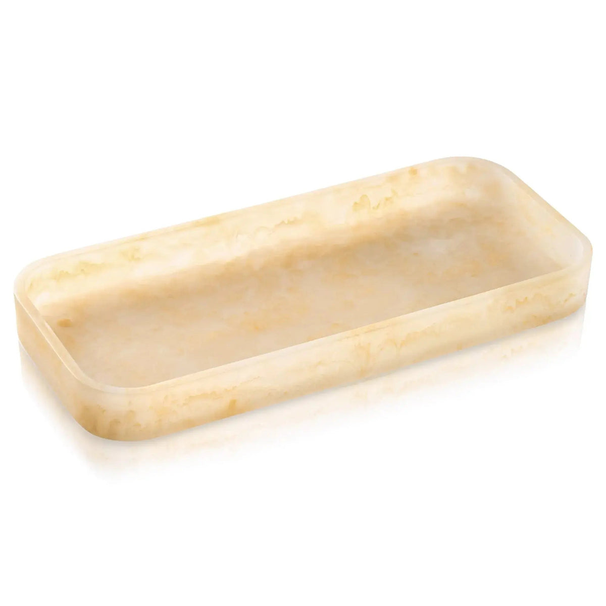 Cream-colored resin towel tray with rounded corners, displayed empty against white background, suitable for bathroom or kitchen use.