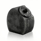 Black resin cookie jar with dome lid and textured surface, modern design by Waterdale Collection for serving and storage.