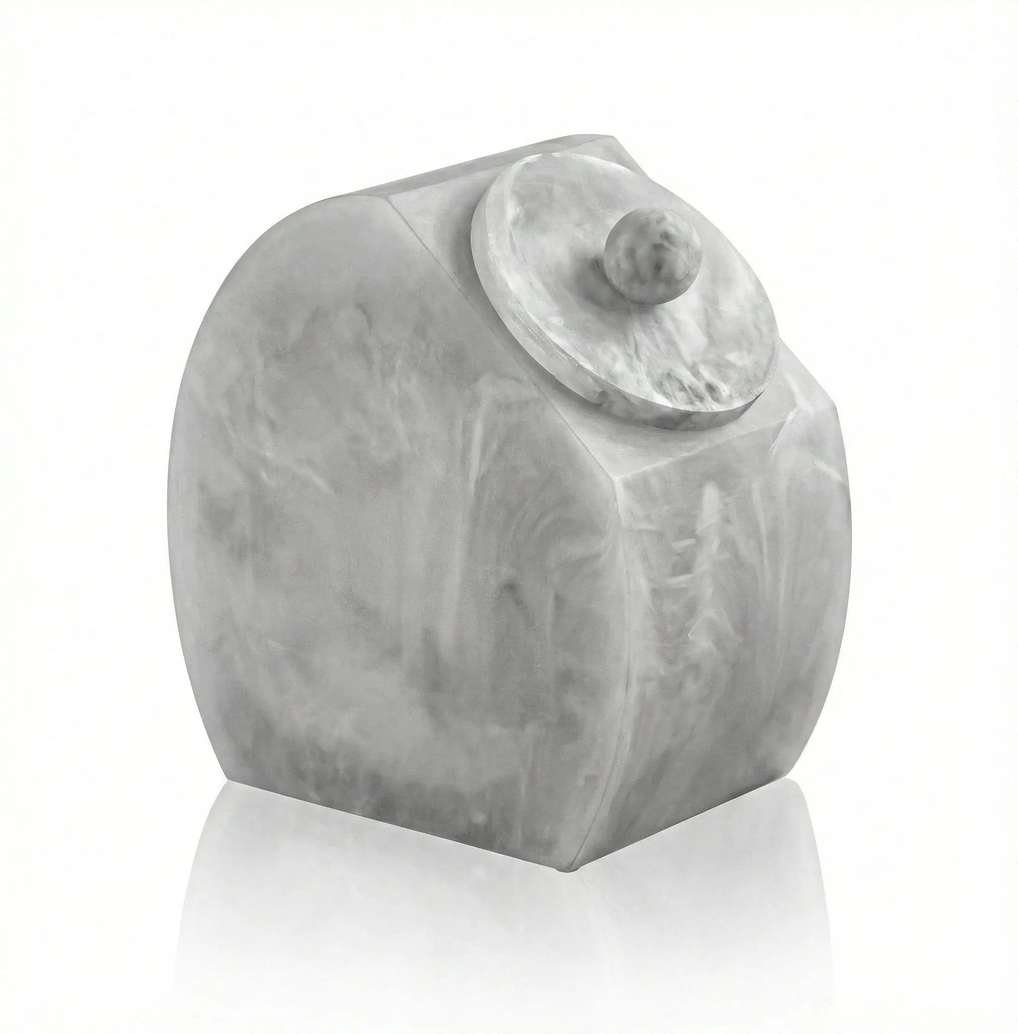 Translucent gray resin cake dome with finial lid from Waterdale Collection, ideal for serving and storage.