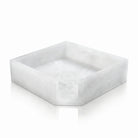 White square resin napkin holder with clean lines and subtle marble texture detail, perfect for Pesach and Shabbos table settings.