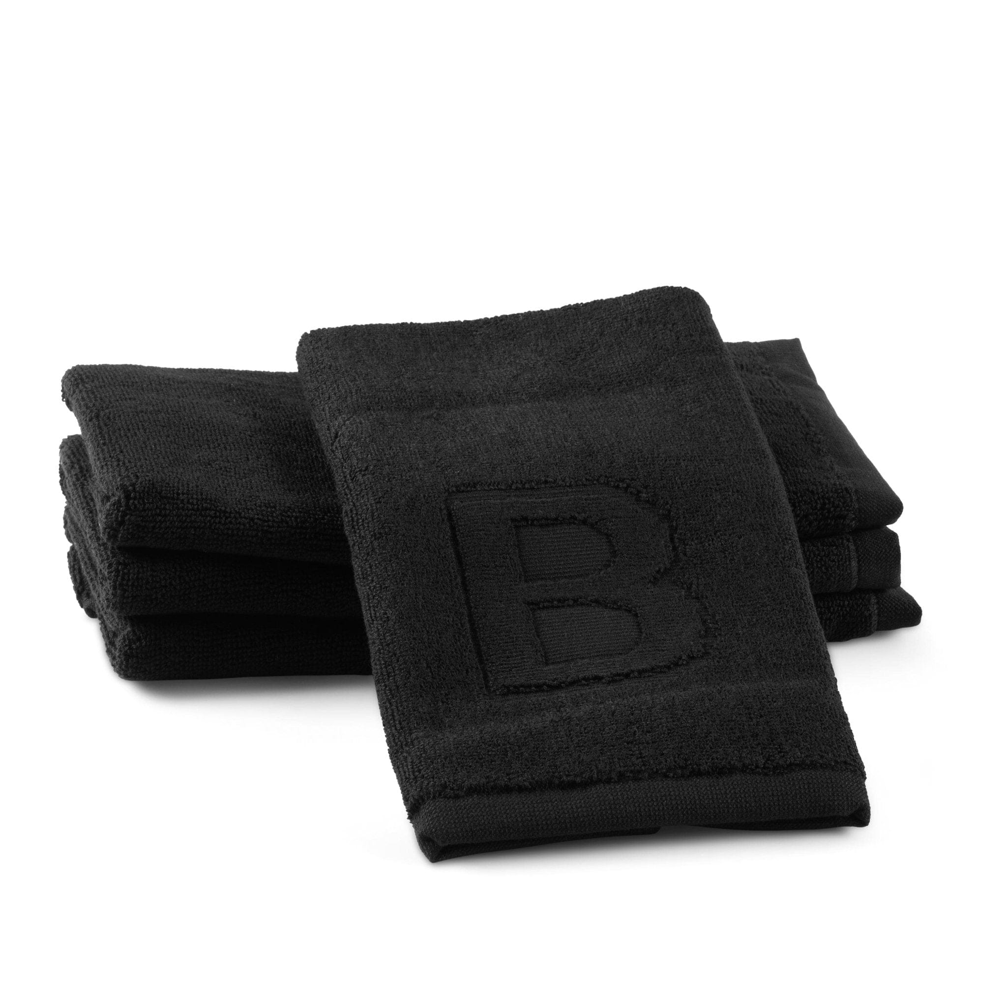 Black Initial Embossed Finger Towel - Waterdale Collection