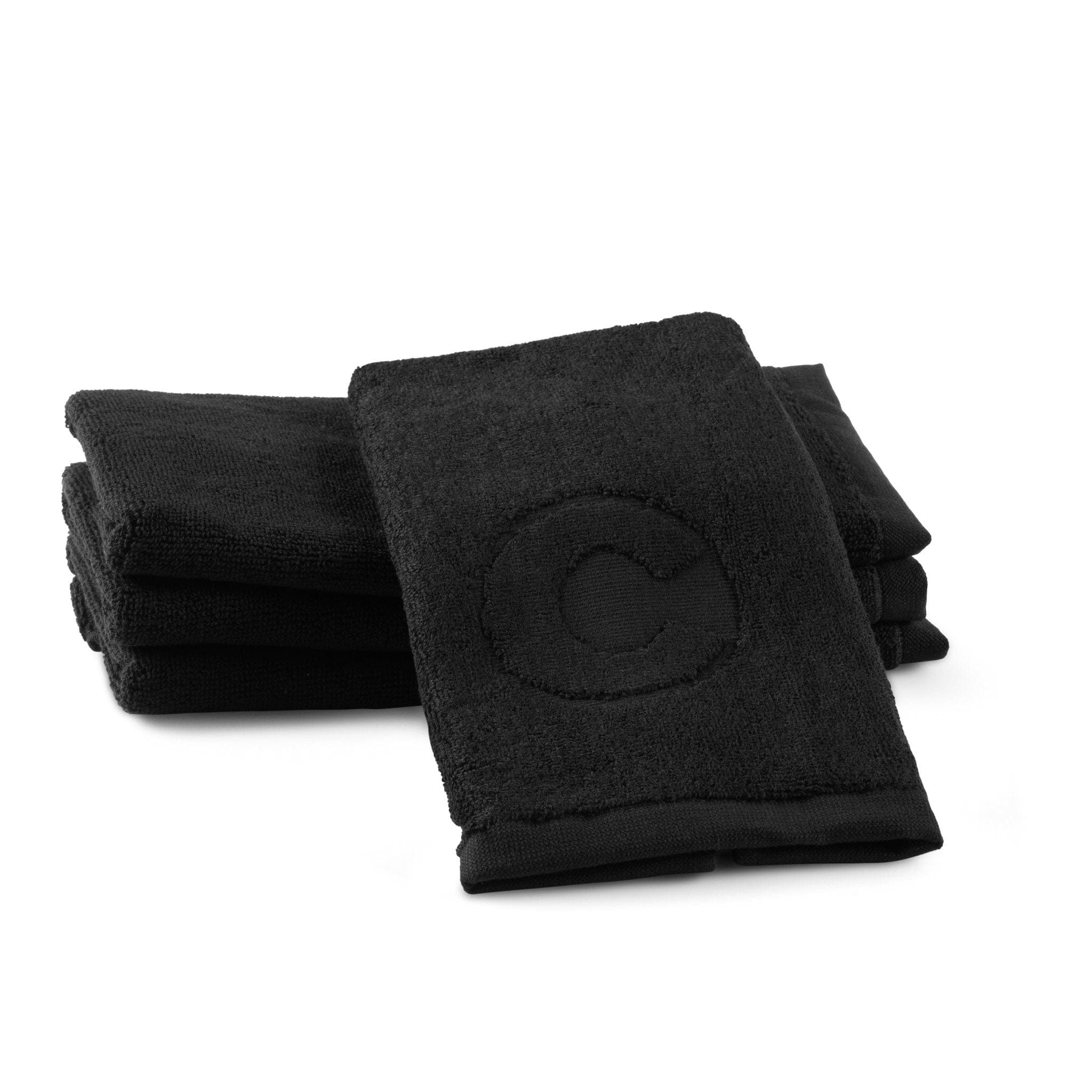 Black Initial Embossed Finger Towel - Waterdale Collection