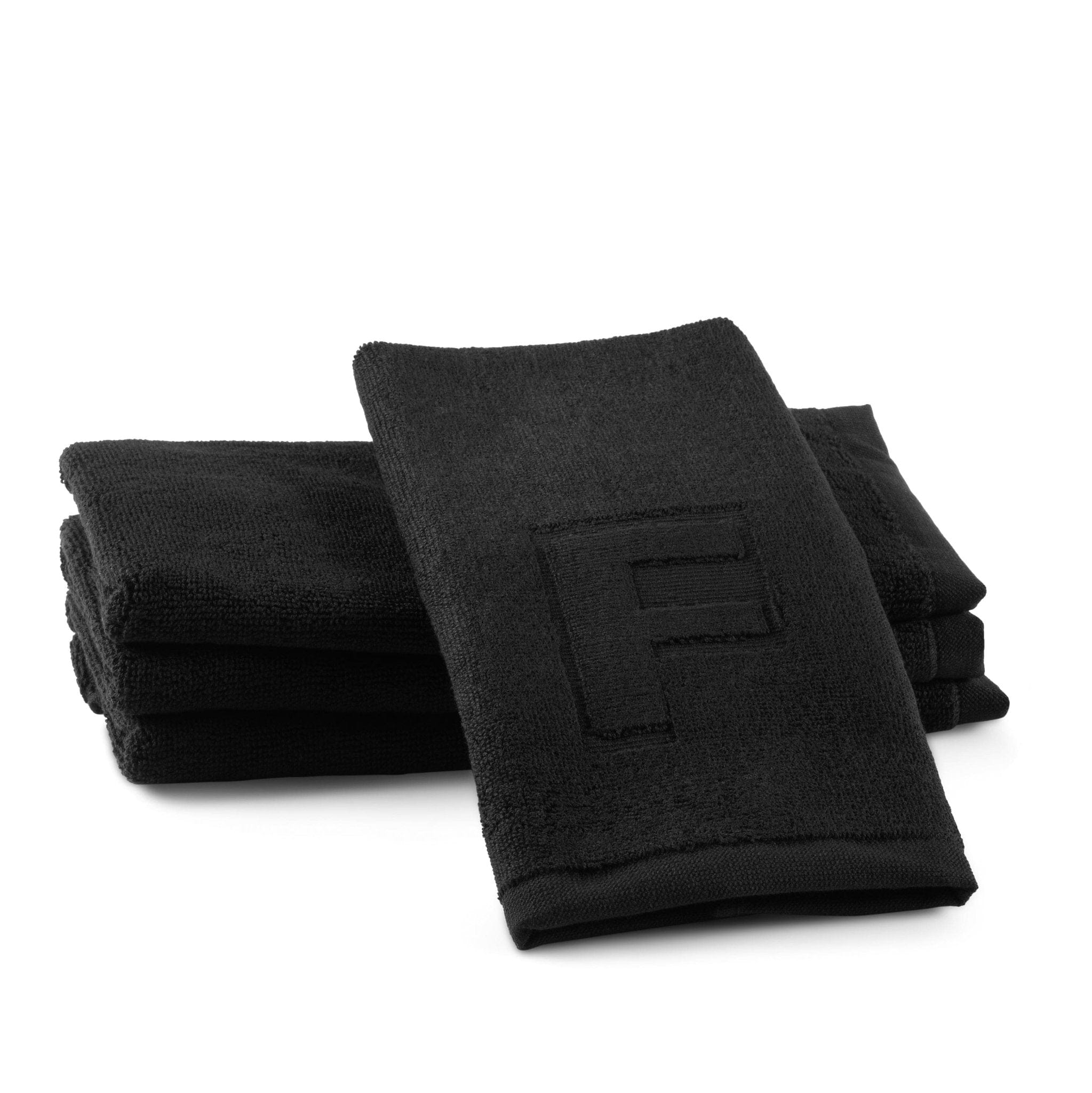 Black Initial Embossed Finger Towel - Waterdale Collection