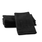 Black Initial Embossed Finger Towel - Waterdale Collection