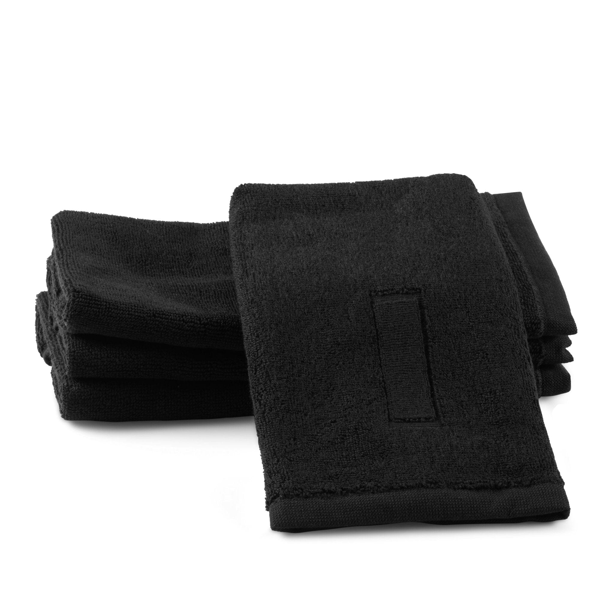 Black Initial Embossed Finger Towel - Waterdale Collection