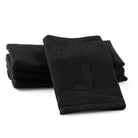 Black Initial Embossed Finger Towel - Waterdale Collection