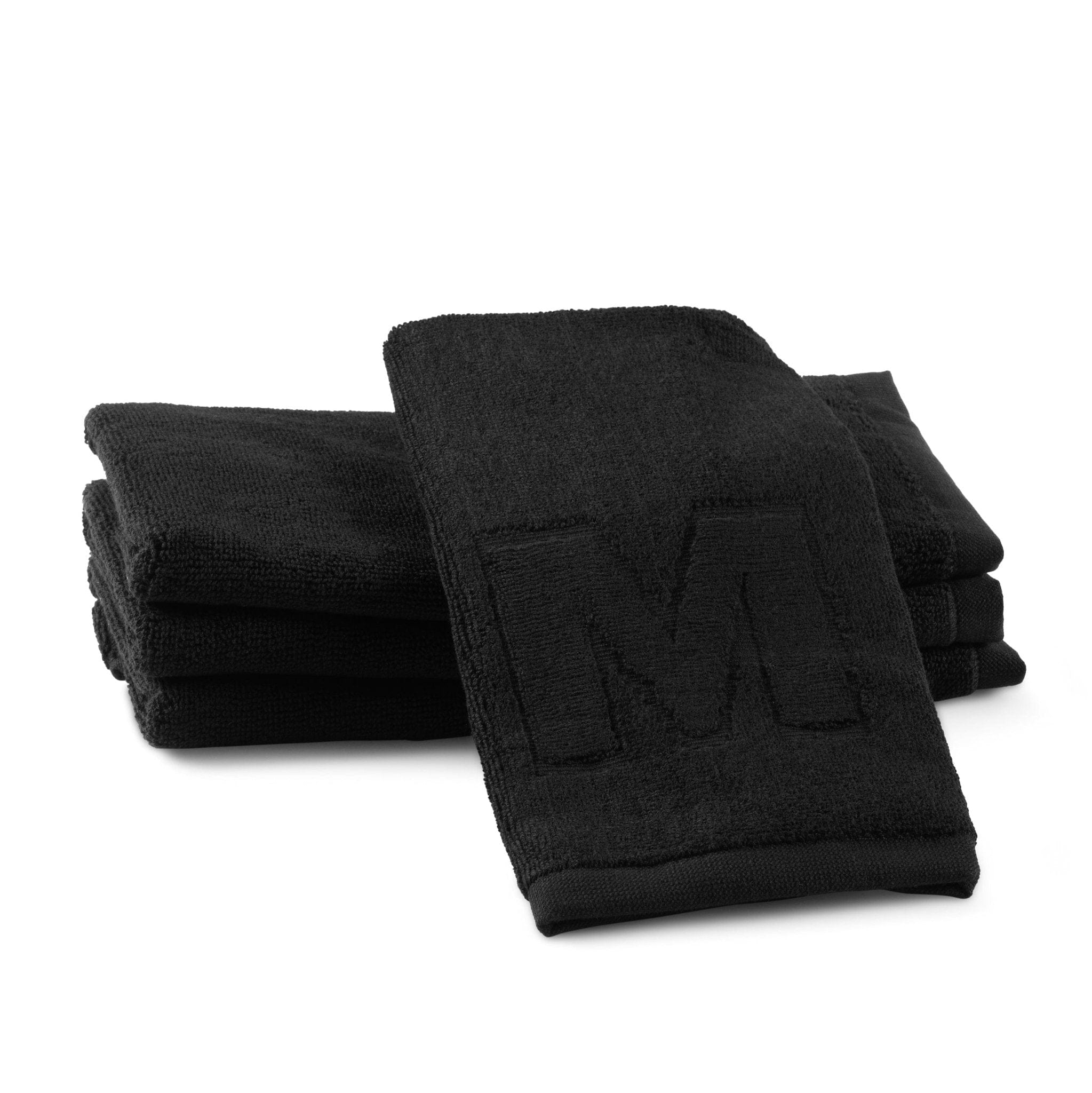 Black Initial Embossed Finger Towel - Waterdale Collection