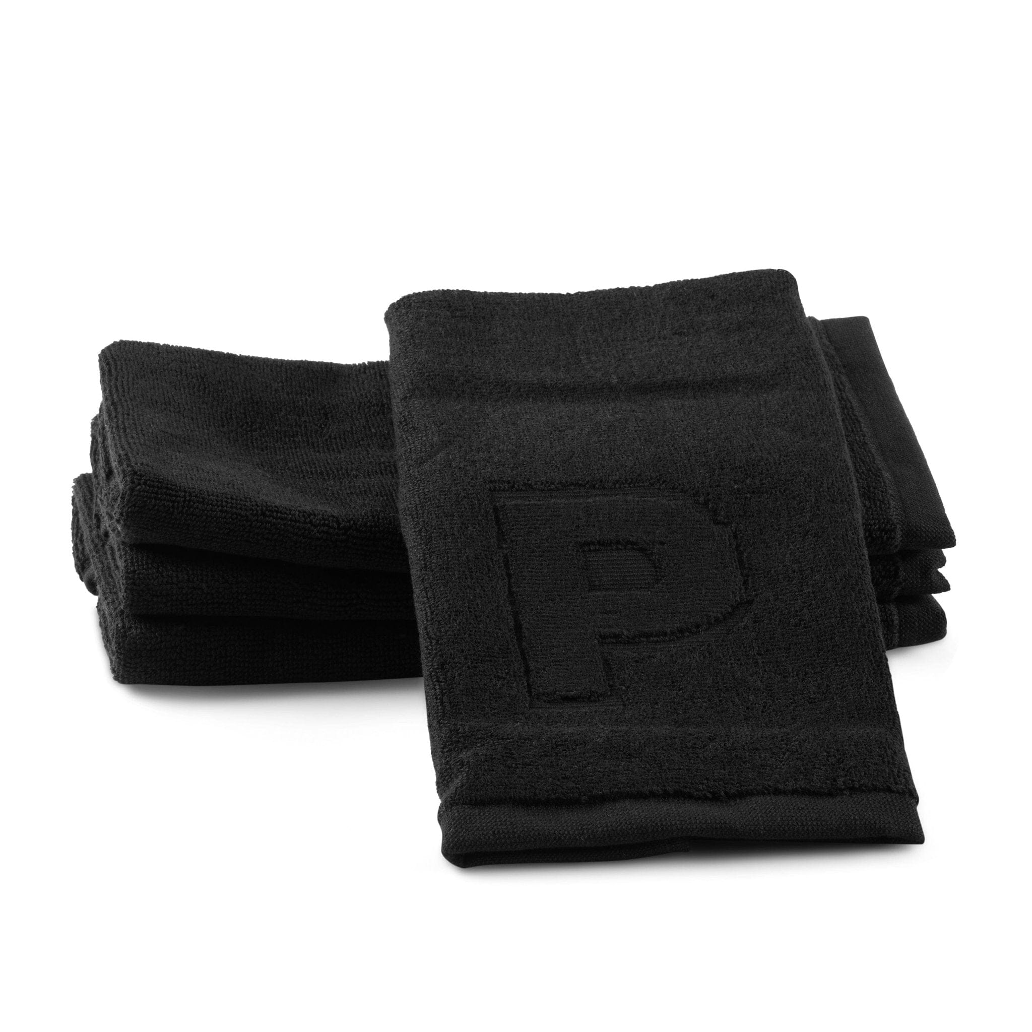 Black Initial Embossed Finger Towel - Waterdale Collection