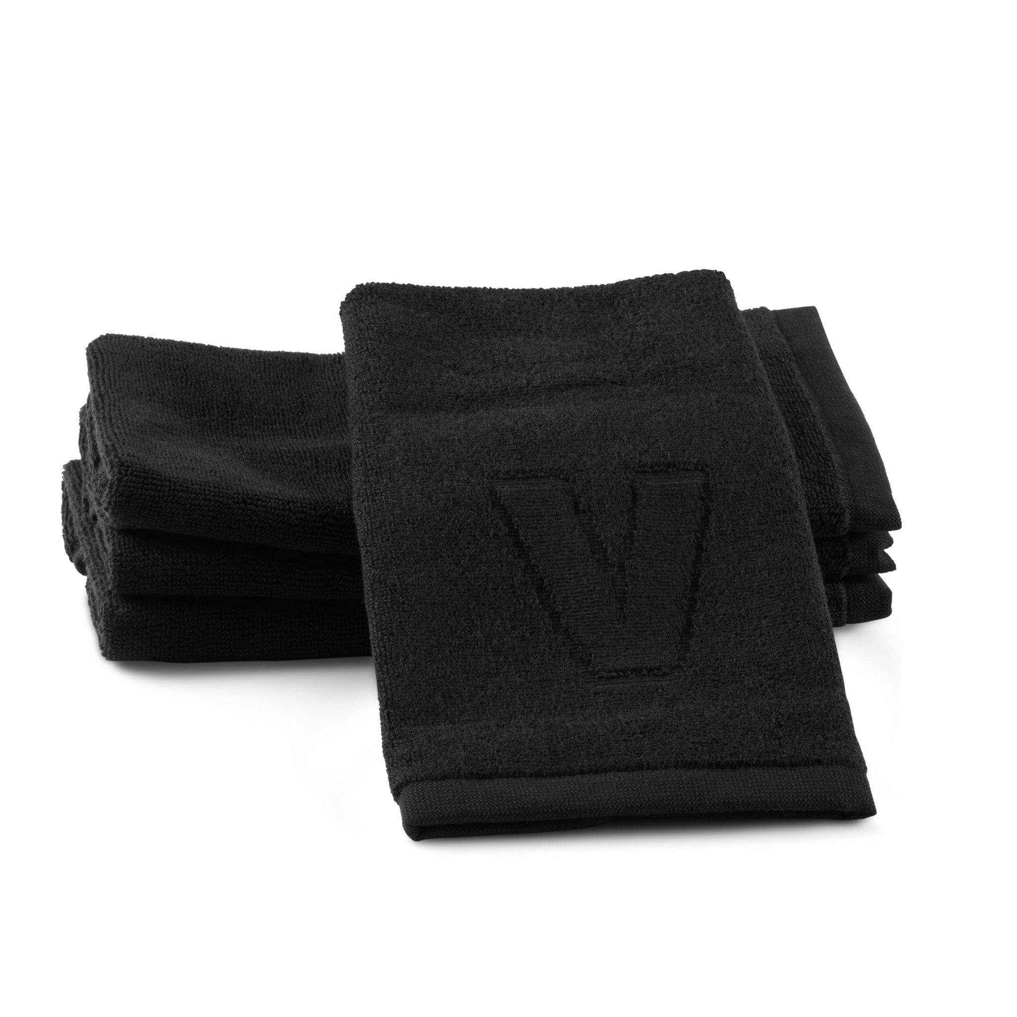 Black Initial Embossed Finger Towel - Waterdale Collection