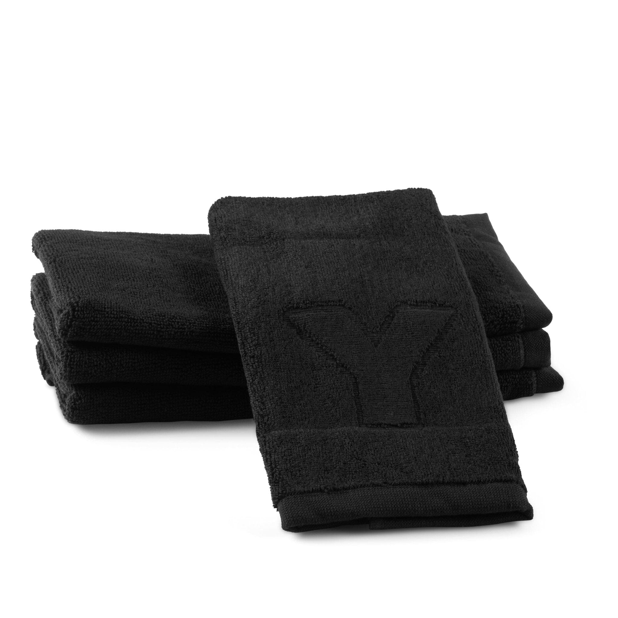 Black Initial Embossed Finger Towel - Waterdale Collection