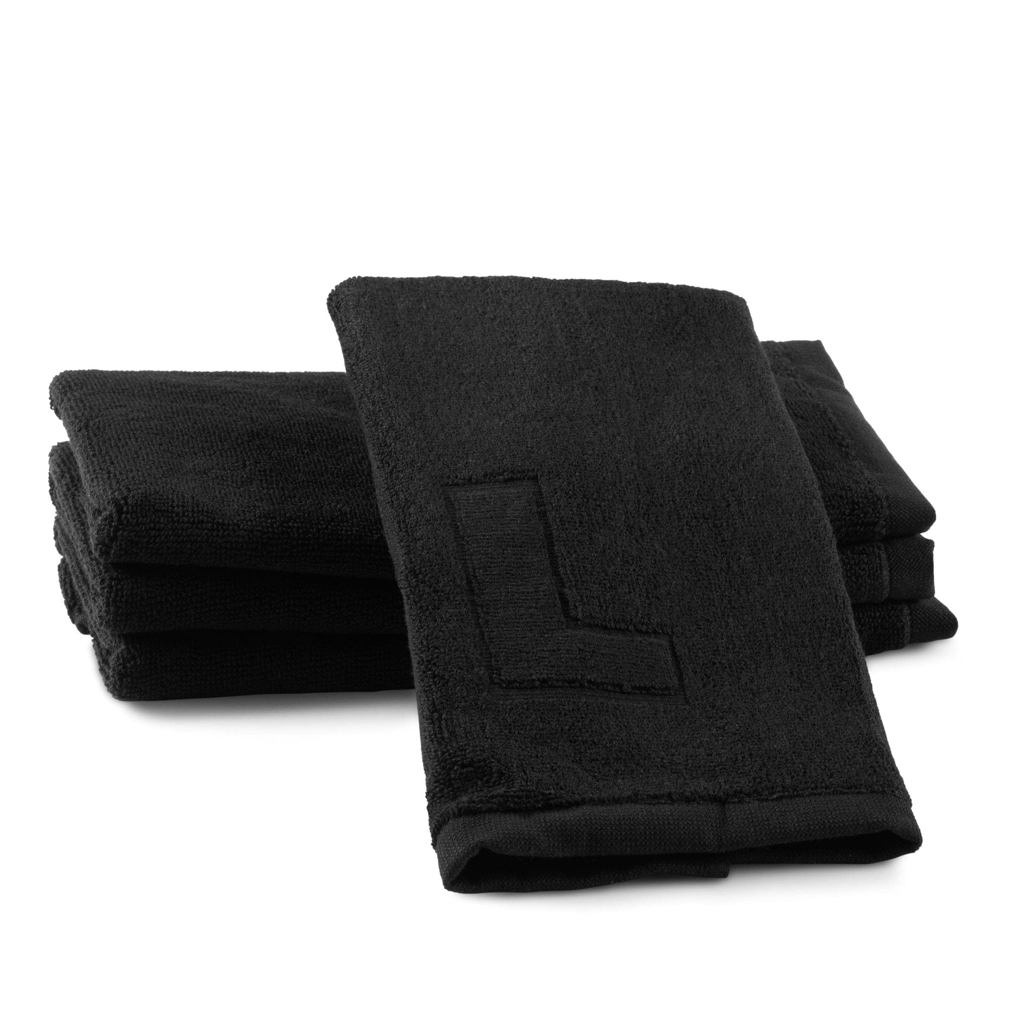 Black Initial Embossed Finger Towel - Waterdale Collection