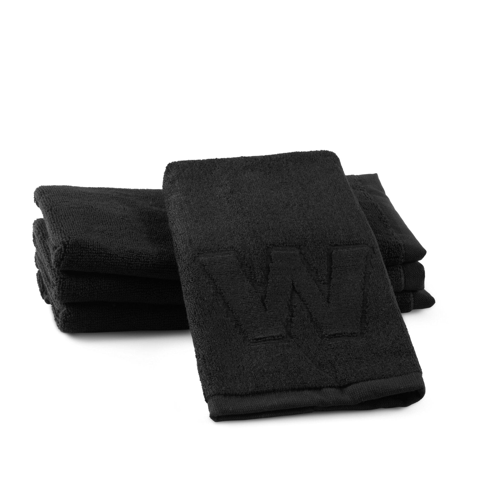 Black Initial Embossed Finger Towel - Waterdale Collection