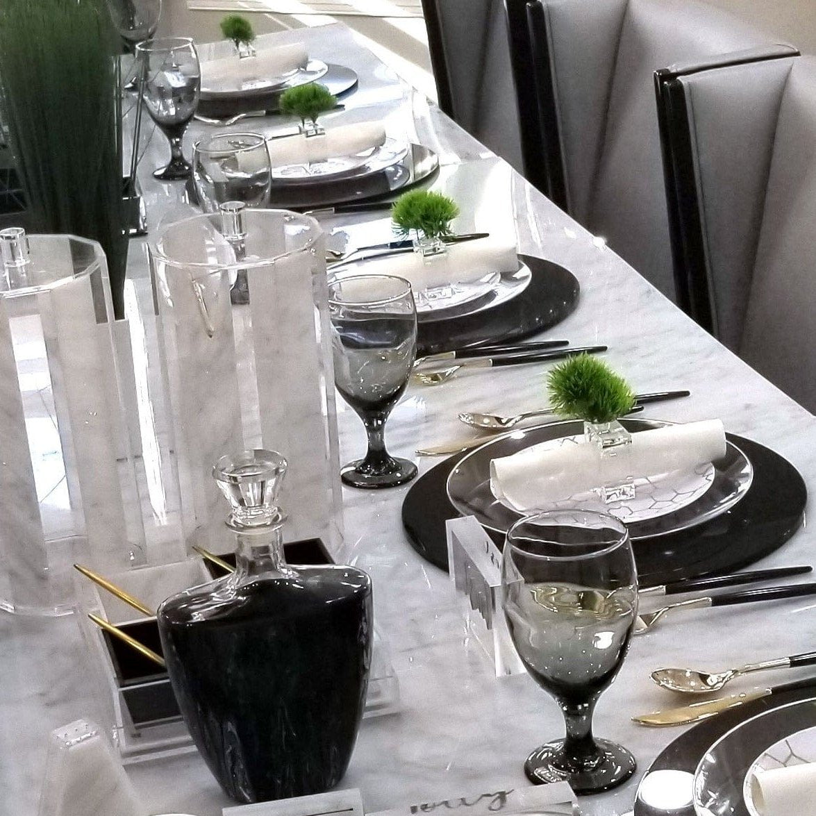 Black, White, & Gold Tablescape 2 - Waterdale Collection