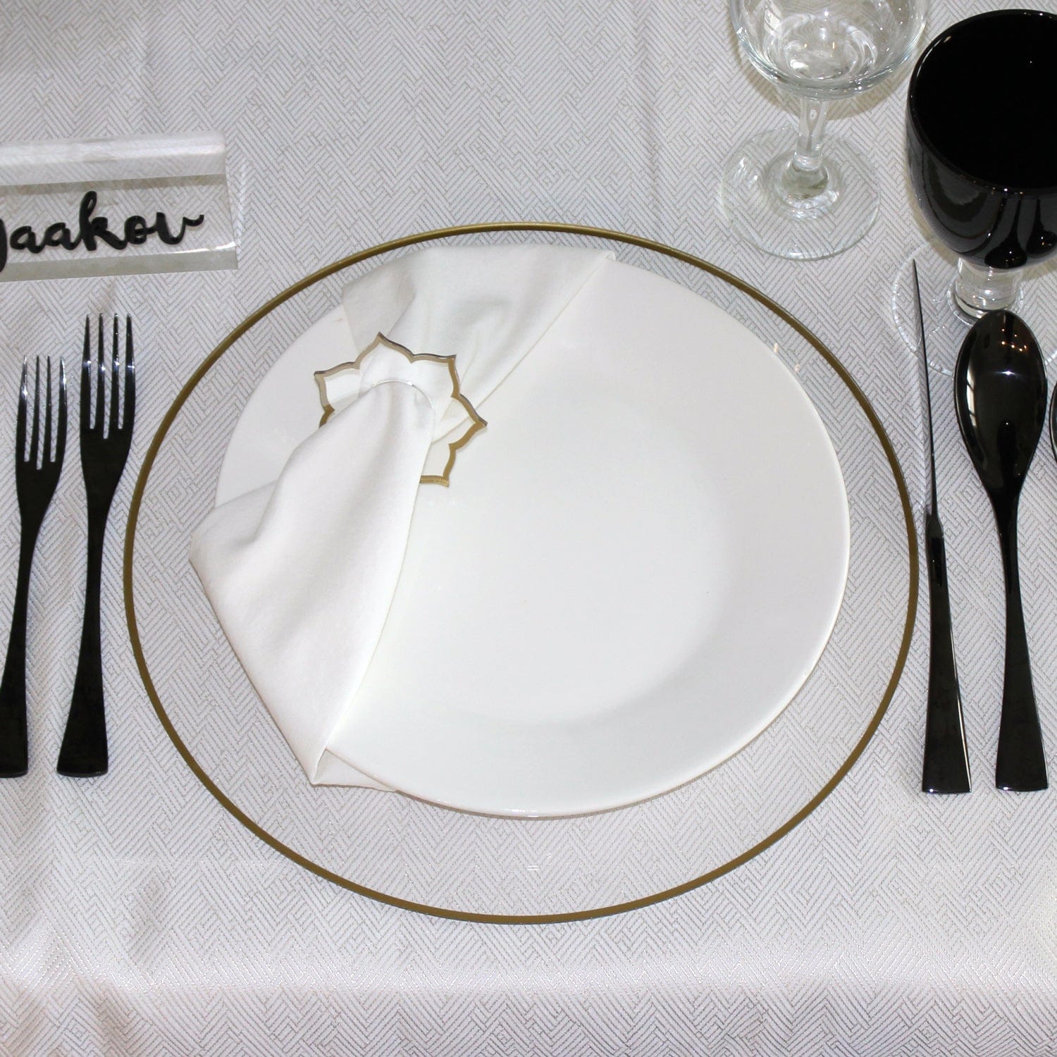 Black, White, & Gold Tablescape - Waterdale Collection