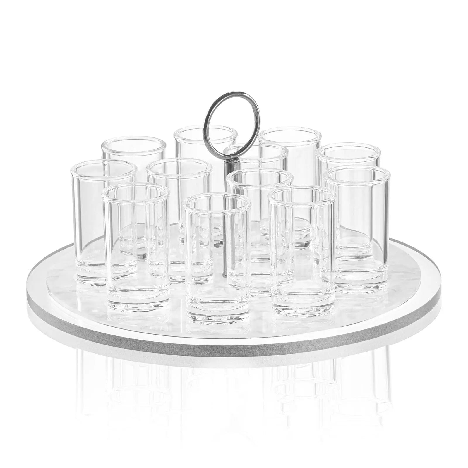 Classic Pearlstone Liquor Set with pearl marble finish, featuring multiple glasses and a serving tray with decorative bottle holder on top.