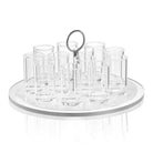 Classic Pearlstone Liquor Set with pearl marble finish, featuring multiple glasses and a serving tray with decorative bottle holder on top.