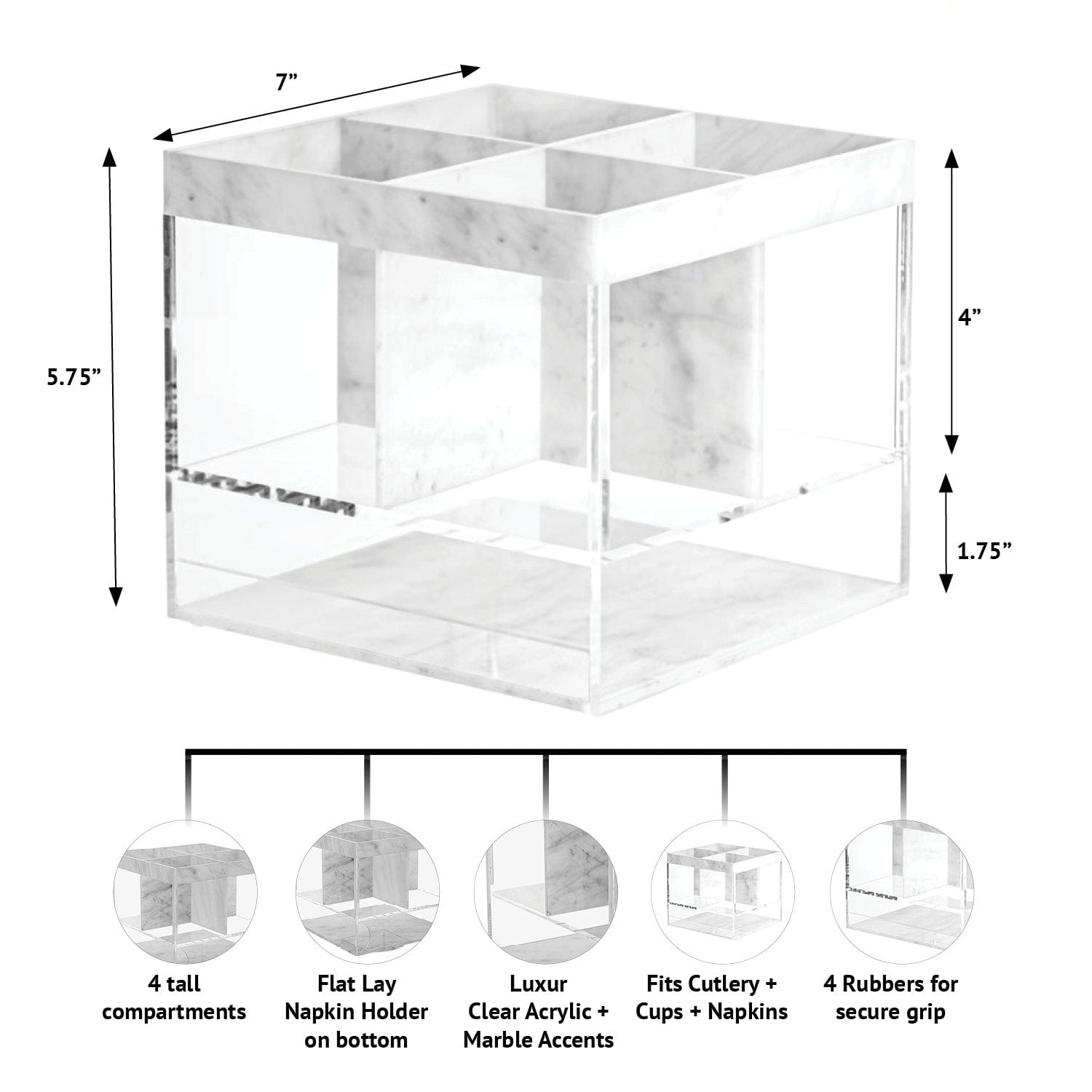 Marble Flat Silverware Caddy - Waterdale Collection