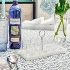 Resin Curve Liquor Set in white with bottle holder and matching cups for Shabbat and kiddush service