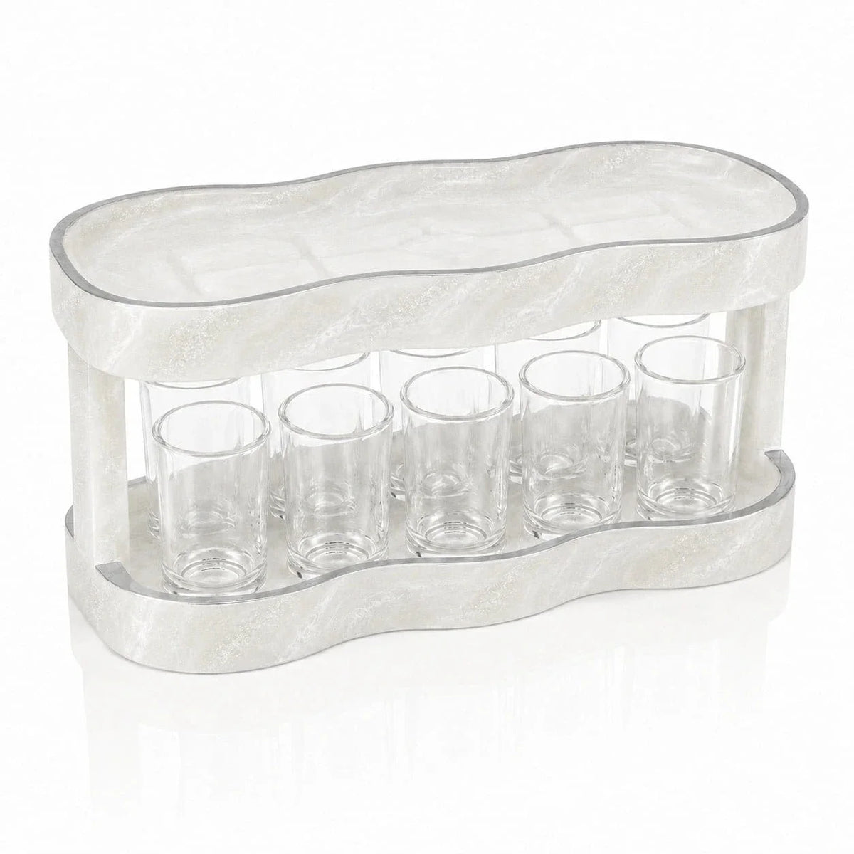Silver Resin Curved Kiddush Cup Fountain | Elegant Tableware