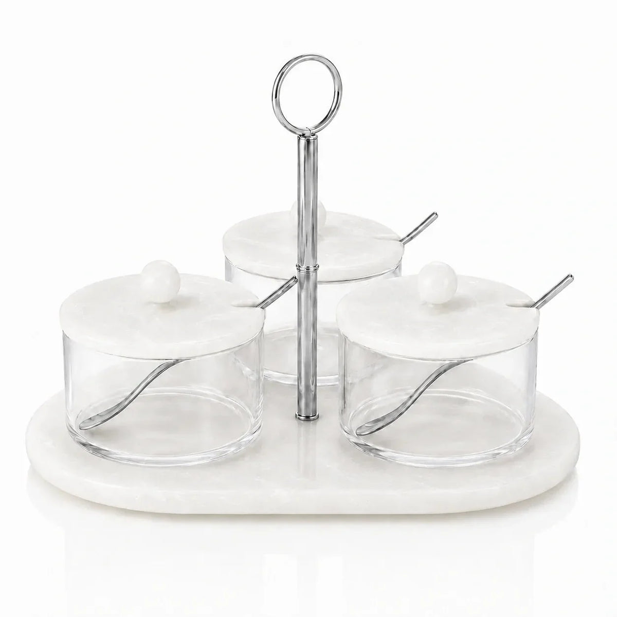 Luxury Resin Rotating Dip Bowl Set | Silver Elegant Serving Bowls