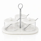 Luxury Resin Rotating Dip Bowl Set | Silver Elegant Serving Bowls