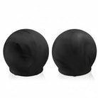 Pair of black resin salt shakers with rounded dome tops from Waterdale Collection's modern tabletop collection