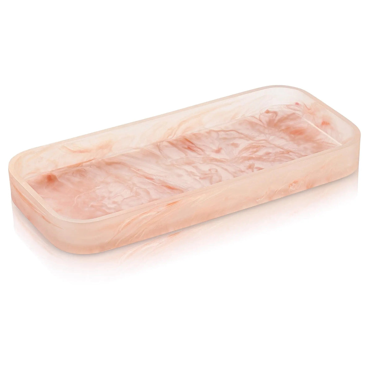 Blush pink resin bread tray with marbled texture detail, rectangular serveware piece from Waterdale Collection